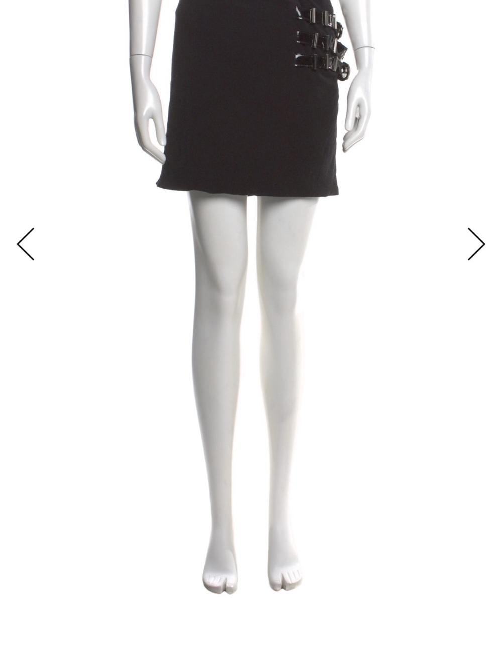 Versace Black Mini Skirt with Triple Buckle Detail